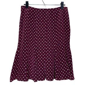 GAP 100% Silk Tulip Skirt Burgundy Khaki Blue Mini Print Classic Size 4